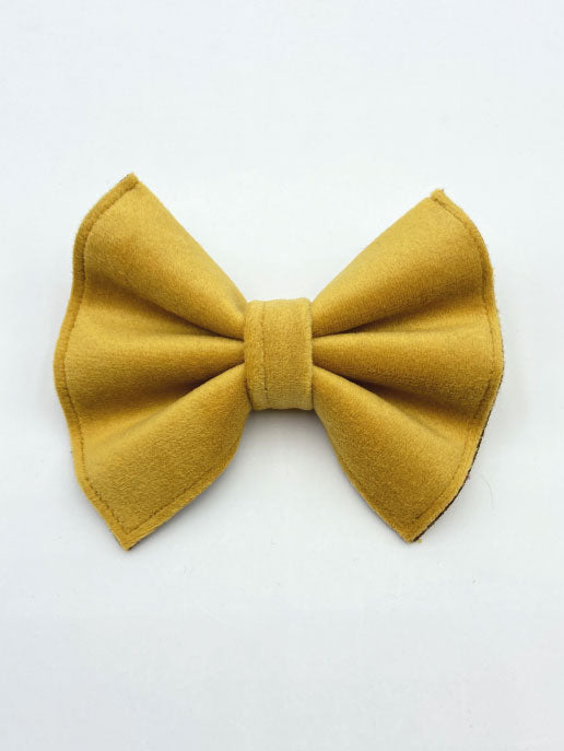 Velvet Velour Mustard Fabric Cat & Dog Bow